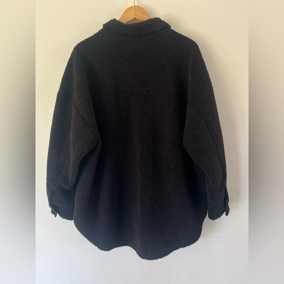 Good American Contour Faux Shearling Jacket Black Sherpa Shacket Size S/M - Picture 7 of 12
